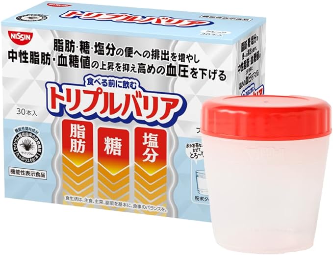 [With shaker] Nissin Foods Triple Barrier Plantain Psyllium Plain 1 box 30 pieces Fat Sugar Salt Food with Functional Claims Stick Type Powder Beverage - BeesActive Australia