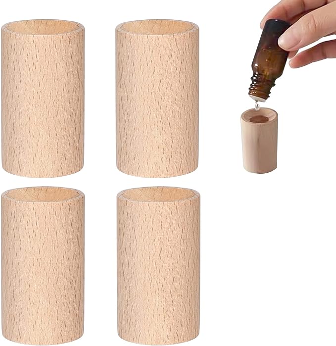 ZHEJIA Aroma Dish, Wooden, Set of 4, Aroma Diffuser, Wood Grain, Aroma Stone, Portable, Car Use, Meditation, Air Freshener, Aroma Oil - BeesActive Australia