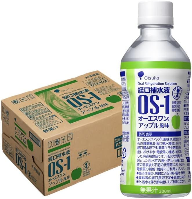 Otsuka Pharmaceutical Oral Rehydration Solution, OS1, Apple Flavor, Plastic Bottle, 10.1 fl oz (300 ml) x 24 Bottles - BeesActive Australia