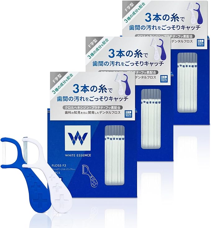 White Essence Floss Trio Dental Floss F Shape Teeth Interdental Gum Disease Bad Breath (Set of 3) - BeesActive Australia