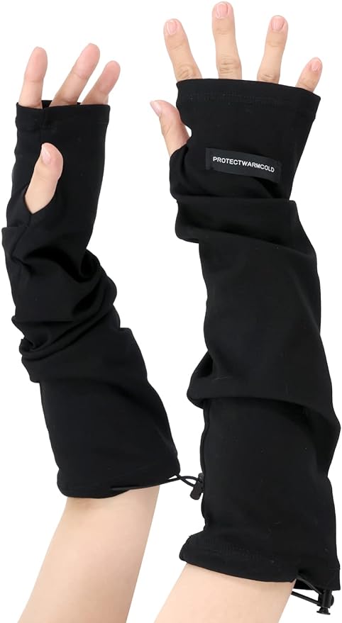 POPCOS Arm Cover, Arm Warmer, UV Protection, Arm Cover, Finger Strap, Elastic, Adjustable Size, Loose, Lightweight, Outdoor, Sports - BeesActive Australia