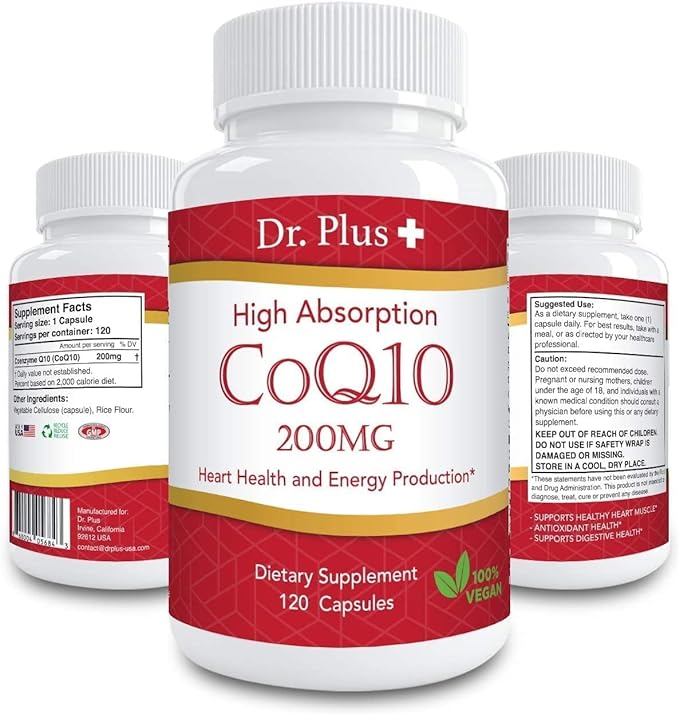 New! High Absorption CoQ10 200mg 120 Caps [4month supply] Dr.Plus+ Made in USA (3) - BeesActive Australia