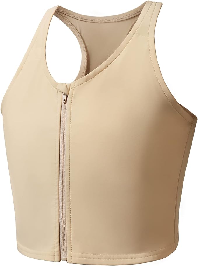Wonababi Chest Crusher, Flat, Transgender, Crushing Than Panties, FTM Half Top Bra, Good Elasticity, Men's Chest, Corset, Comfortable, No Tightening, Shapewear with Zipper Closure - BeesActive Australia