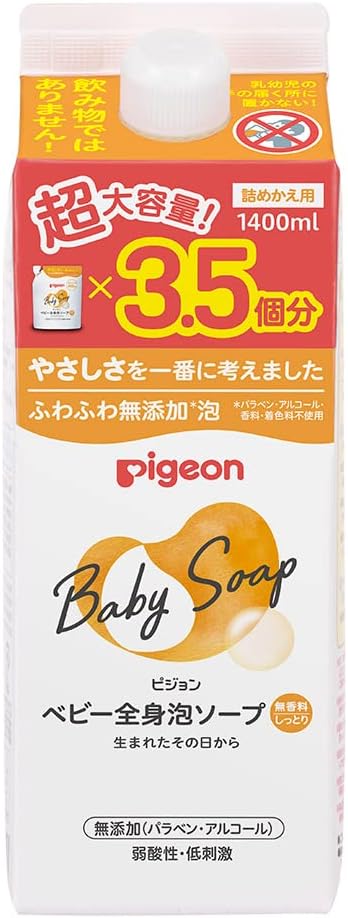 Pigeon Baby Whole Body Foam Soap, Moist Refill, 3.5 Doses, 3.5 fl oz (1,400 ml) - BeesActive Australia