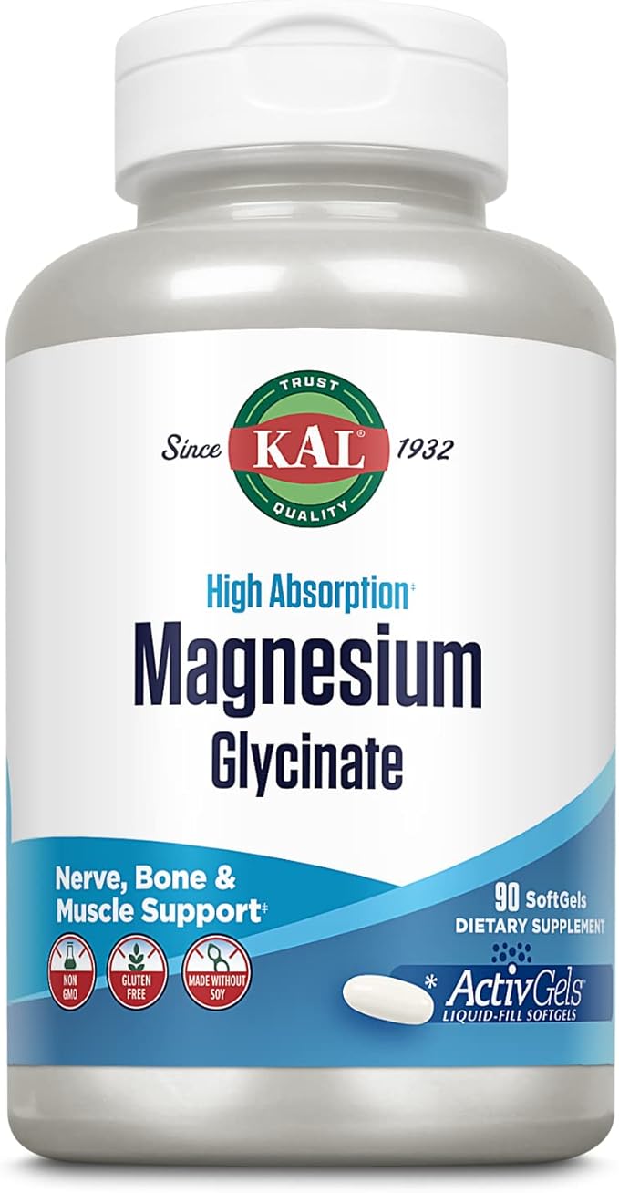 KAL, Magnesium Glycinate, 90 Softgels - BeesActive Australia