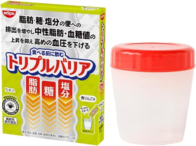 [Shaker included] Nissin Foods Triple Barrier Plantain Psyllium Green Apple Flavor 1 box 5 pieces Fat Sugar Salt Food with Functional Claims Stick Type Powdered Beverage Trial - BeesActive Australia
