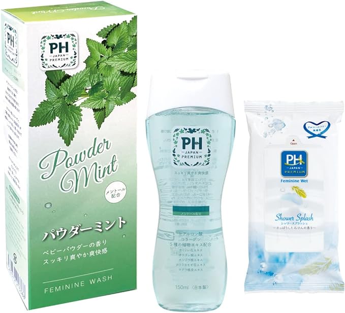 PH-JAPAN-PREMIUM Delicate Zone Dedicated Soap, Feminine Wash, 5.1 fl oz (150 ml) (Powder Mint, 1 Bottle, 1 Feminine Wet) - BeesActive Australia