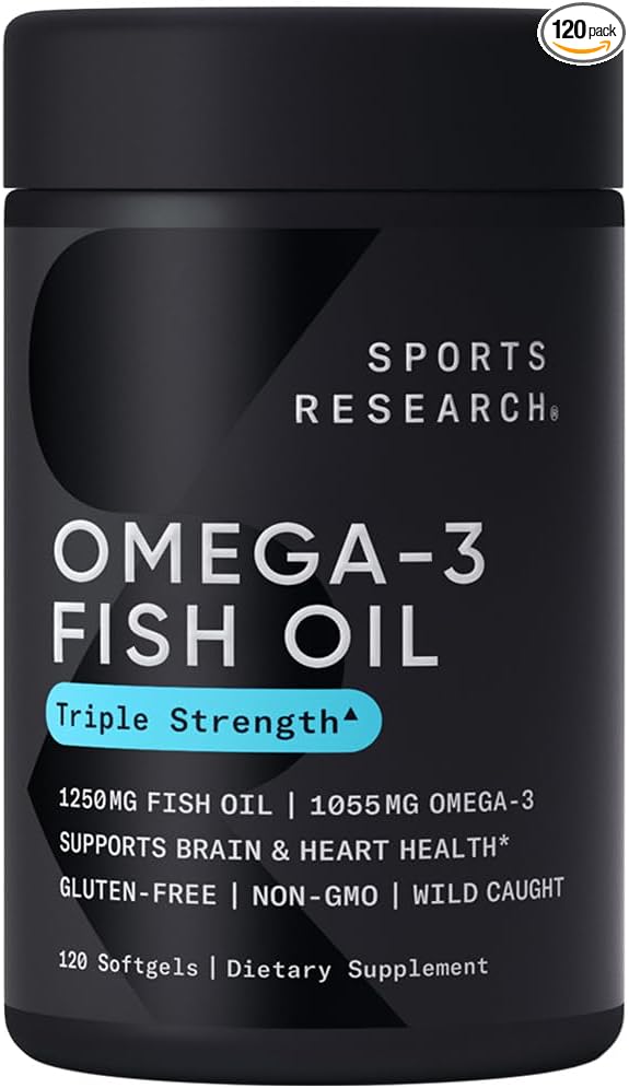 Sports Research, Omega-3 Fish Oil, Triple Strength, 120 Softgels - BeesActive Australia