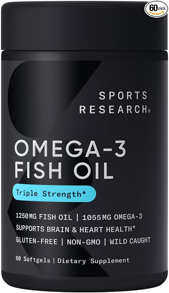 Sports Research, Omega-3 Fish Oil, 3x Ingredients, 1,250 mg, 60 Softgels - BeesActive Australia