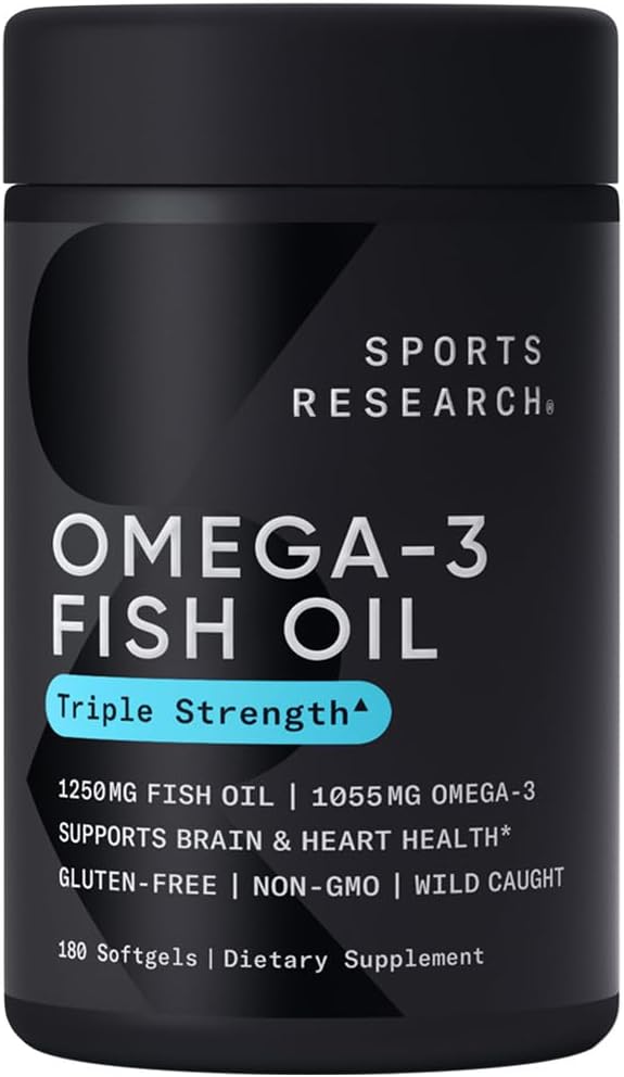 Sports Research, Omega-3 Fish Oil, 3x Concentrate, 180 Softgels - BeesActive Australia