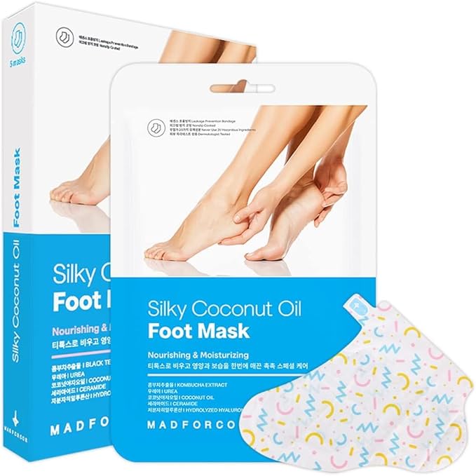 MADFORCOS Silky Coconut Oil Foot Mask, 16 ml, 5 Pieces, Foot Mask, Foot Mask Pack, Footpack, Foot Pack, Moisturizer, Foot Care - BeesActive Australia