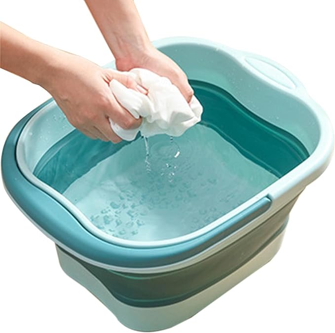 Foot Soaking Bath Basin - Foldable Soak Basin Foot Spa Massage Bucket with Handle - Spa Basin for Relieving Fatigue, Help Sleep, Suitable for Foot Spa, Family Spa Pedicure, Save Space by Miyoki - BeesActive Australia
