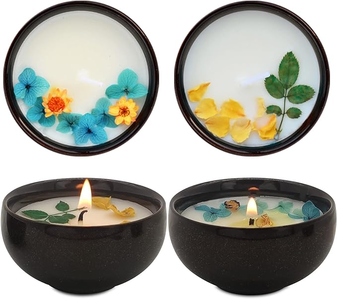 MOKYDUO Aroma Candles, Flower Scented Bath Candles, Present Set, Fashionable, Popular, Scented Candles, Scented Candles, Gift (Pack of 4) (Ice Crackle Cups) - BeesActive Australia