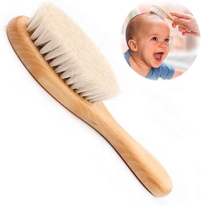 WEREO Baby Hair Brush, Wooden, 100% Natural, Goat Hair, Newborns, Infants, Anti-Static, Scalp Massage, Baby Shower, Gift - BeesActive Australia