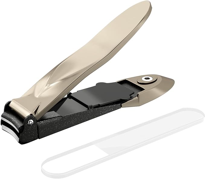 NIYAMA Nail Clippers, Stainless Steel, Splatter Prevention, Increased Sharpness, Unisex, Compact, Includes Storage Case (Starlight, Gold) - BeesActive Australia