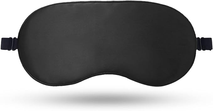Samcos Eye Mask, For Sleeping, Silk, Blindfold, Soft, Satin Blindfold, Four Seasons, Skin Friendly, Light Blocking, Restful Sleep, No Pressure, Washable, Unisex, Adjustable Length, Travel, Convenient (Black) - BeesActive Australia