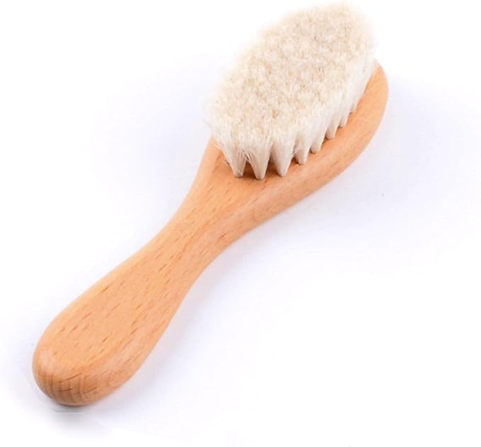 THE BIG SHEEP Baby Hair Brush, Baby Brush, For Babies, Newborn, Smooth, Soft Brush, Natural, Goat Hair, Baby Shower, Celebration (Natural) - BeesActive Australia