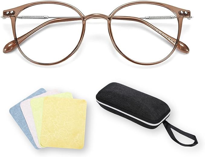 Liv Liberty Date Glasses, Stylish, Women's, Blue Light Reduction, Round Glasses, Ultra Lightweight, No Prescription Computer Glasses, Small Face, TR Material, Boston - BeesActive Australia