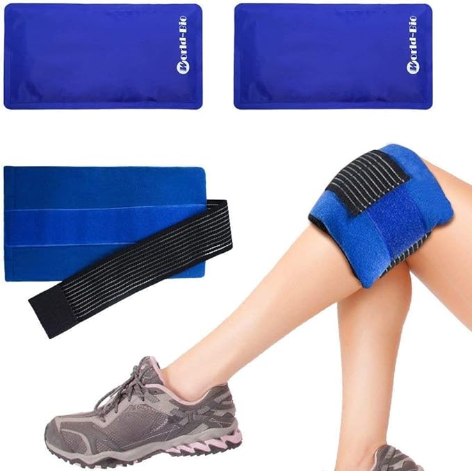 Knee icing supporter, fist gel ice pack (1 cover + 2 gels), ice pack, cooling pack, thermal pack, icing fist supporter, for both cold and hot use, reusable, for head and jaw, summer cooling, heat, extreme heat protection (blue) - BeesActive Australia