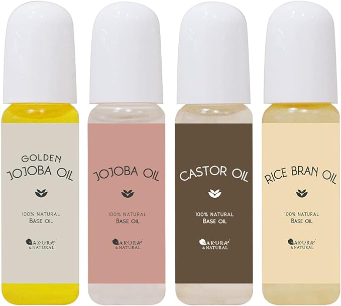 SAKURA & NATURAL Basic Oil Set of 4 Types (3.4 fl oz (10 ml) x 4 Types), Trial, Moisturizing, Dry Skin, Massage Oil, Unscented, Body Oil, Face, Feet, Legs - BeesActive Australia