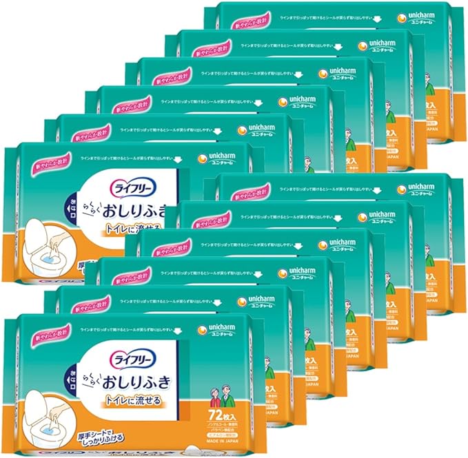 Lifeley Adult Wipes, Flushable in the Toilet, 864 Sheets (72 Sheets x 12) [Case Item] -  Australia