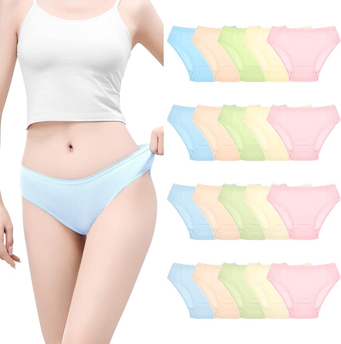 [Travelcare] 20 Pack Women's Disposable 100% Cotton Underwear Women's Briefs Travel Panties Hotel Spa Hospital Stay Emergency - BeesActive Australia