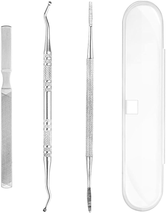 YFFSFDC Nail Scalking Remover, Nail File, Nail Scaler, Nail Lifter, Foot Gap, Winding Nails, Thick Nails, Nail Care, Nail Care, Stainless Steel, Case Included, Set of 3 - BeesActive Australia