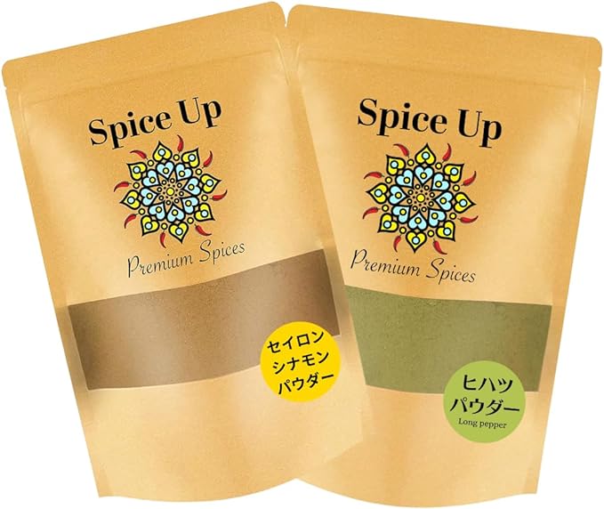 Hihatsu Powder (Long Pepper) 3.5 oz (100 g), Cinnamon Powder (Ceylon Cinnamon 4.9 oz (110 g) Set of 2 [1 bag each] - BeesActive Australia