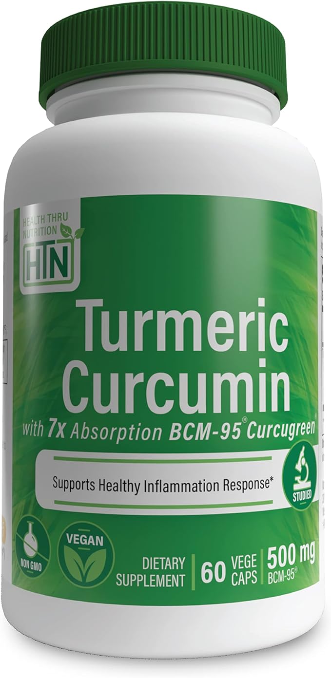 Health Thru Nutrition Turmeric Curcumin Veggie Caps BCM -95 ® Curcugreen ®, 500 mg 60 Capsules - BeesActive Australia