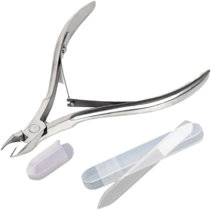 Nail Nippers with Cover, Glass, Nail File, Cuticle Nippers, Cuticle Nippers, Cuticle Treatment, Nail Care, Stainless Steel Curly Nails, Deformed Nails, Ingrown Nails, Broken Nails, Deep Nails, Round Type - BeesActive Australia