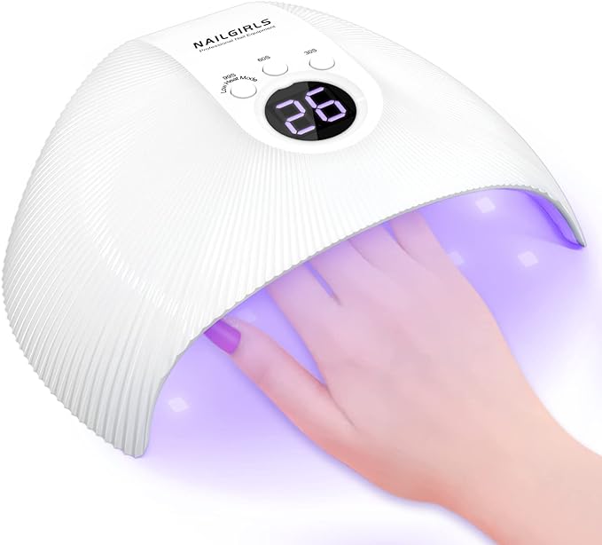 NAILGIRLS LED & UV Nail Light, 75 W, Gel Nail Light, UV Light, Resin Light, Curing Light, Professional, Popular, Industry Attention, Low Heat Function, All Gel Compatible, Three Step Timer, For Both Hands and Febs, White (White) - BeesActive Australia