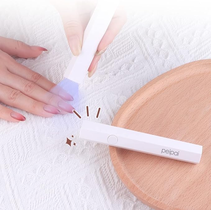 peipai LED & UV Nail Light, 3W, Pen Shape, Mini Gel Nail UV Light, Resin, Curing Light, Professional Use, All Gel Compatible, 2 Stair Timer, For Both Hands and Feet Rechargeable (White) - BeesActive Australia