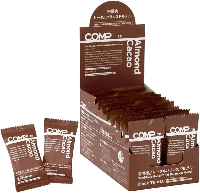 COMP Block TB v.1.0, 24 Count Box of 24 Balanced Diet, Total Balanced Model, Complete Food, Chocolate Powder, Cocoa, High Protein, Essential Amino Acids, Essential Fatty Acids, Medium Chain Fatty - BeesActive Australia