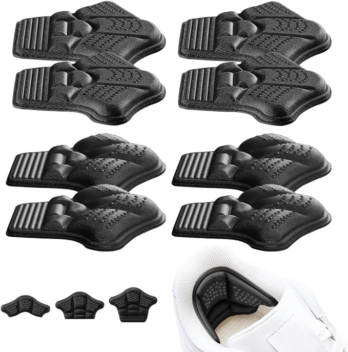 Anti-Shoe Heel Pads, Set of 8, 4 Pairs Shoe Heel Protection Pad, Anti-Paka Pad, Size Adjustment, Cushioning, Shock Absorption, Anti-Slip, Anti-Slip Prevention, Ideal for Sneakers, Unisex, Black -  Australia