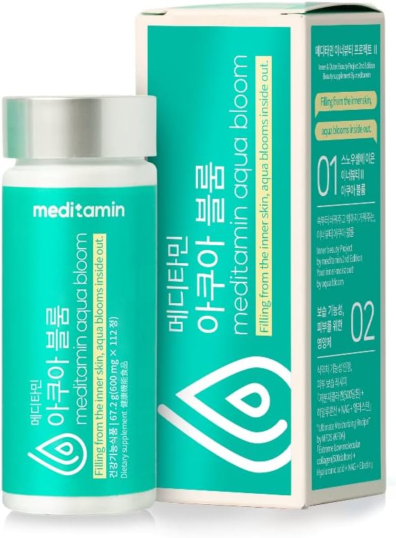 Meditamine Official Shop [Aqua Bloom] [Set of 3 x 28 Days] Superb Moisturizing! Up to 500 Dalton Collagen High Content Hyaluronic Acid Ultra Low Molecular Elastin! Skin Moisturizing! (1 Piece) - BeesActive Australia
