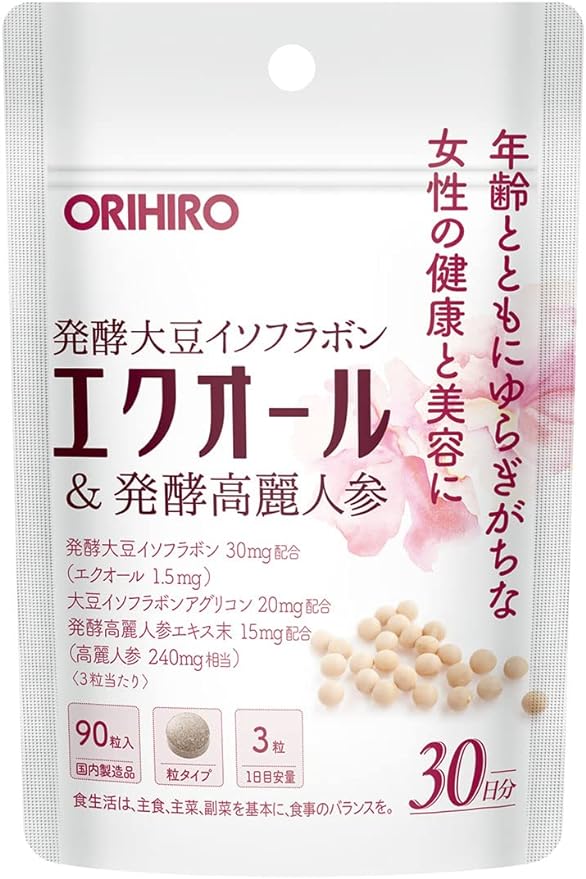 Orihiro Equol & Fermented Ginseng 90 grains Equol Soy Isoflavone Aglycone Ginseng 30 days supply - BeesActive Australia
