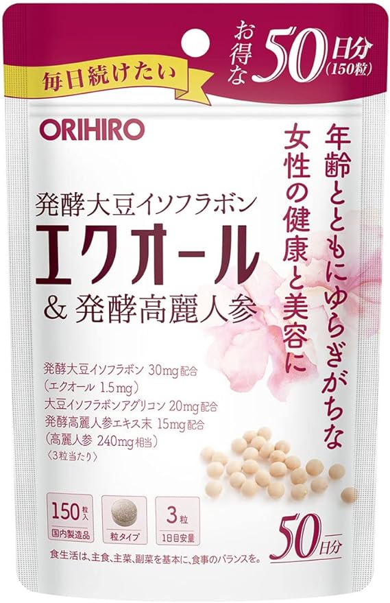 Orihiro Equol & Fermented Ginseng 150 grains Soy Isoflavone Aglycone 50 days supply - BeesActive Australia