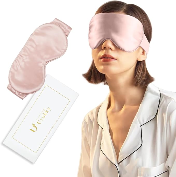 Utukky Eye Mask for Sleeping, Silk Eye Mask, Light Blocking, 99.99% Pleasant Sleep Goods, Adjustable Length, 100% Natural Silk, No Pressure, Blindfold, Breathable, Eye Pillow, Ultra Lightweight, Easy - BeesActive Australia