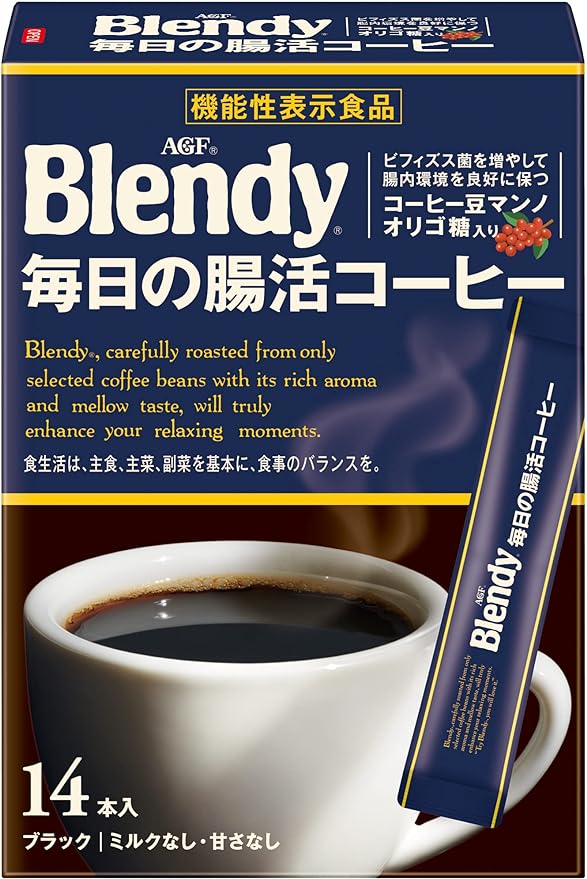 AGF Blendy Stick Black Daily Intestinal Activity Coffee [Instant Coffee] [Water Soluble Coffee] [Stick Coffee] [Manno Oligosaccharide] [Intestinal Activity] 14 pieces (x 1) - BeesActive Australia