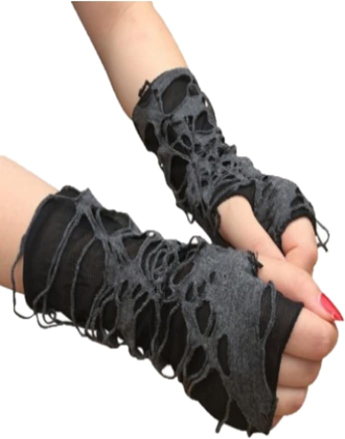 La kukuna Arm Cover Damaged Open Finger Fingerless Gloves, Cosplay Costume, Punk Type, Mine-based Harajuku, Mass Production Type, Illness Mikawa, From South Korea -  Australia