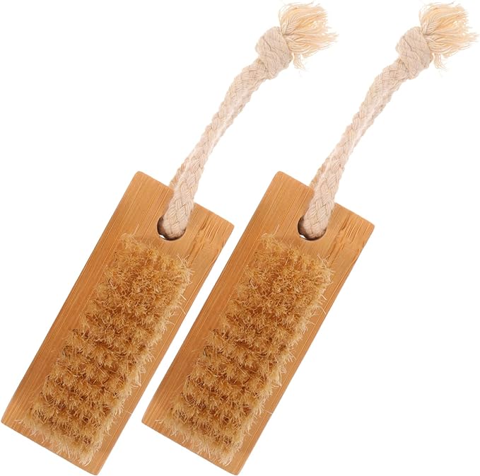 Beaupretty Nail Brushes Set of 2 Nail Brushes Wooden Hand Wash Brushes Double Sided Nail Cleaning Nail Scrub Brush with Hanging Rope -  Australia