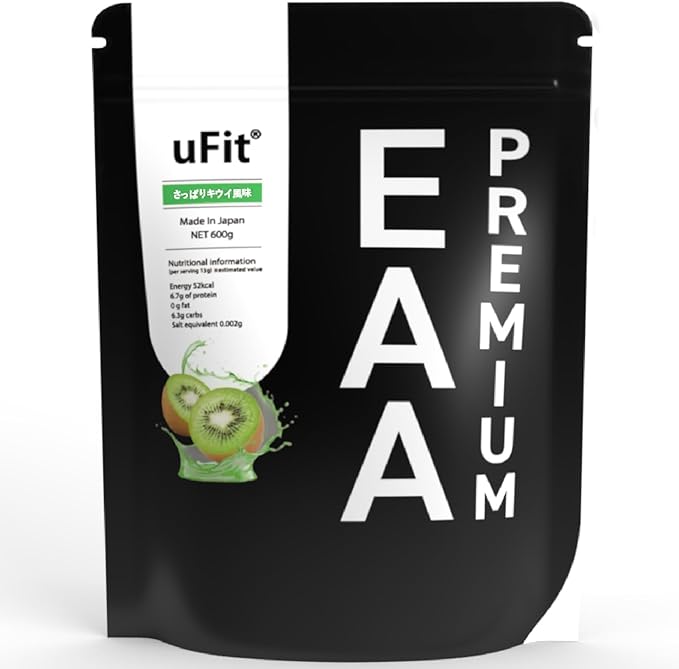 uFit Premium EAA Patented Formula No Artificial Sweeteners Zero Fat 600g Made in Japan Contains 9 types of essential amino acids Powder Supplement Nutritional Supplement Training Diet uFit Premium EAA (Refreshing Kiwi) - BeesActive Australia