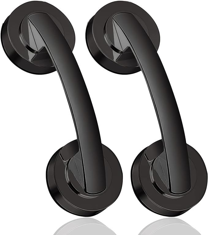 Toilet Suction Cup Handrail Bath Strong Suction Cup Nursing Door Handle Handrail for Children Elderly People Fall Prevention Anti-slip Bathtub Handrail for Bathtub Bathroom DIY Entrance Handrail Easy Installation Set of 2 (Black) - BeesActive Australia