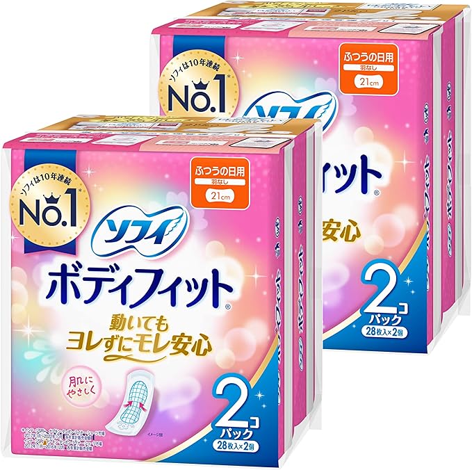 Sophy Body Fit Normal Daily Use, Wingless, 8.3 inches (21 cm), 112 Sheets (28 Sheets x 4 Pieces) (Sanitary Supplies Napkins) - BeesActive Australia