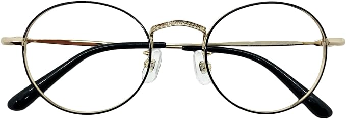 Super Blue Light Reduction Glasses, PC Glasses, Blocks 94% Blue Light, Unisex, Boston Round Metal Frame, Round Glasses, Women's, Men's, Women's, Blue Light Reduction, Glasses, UV Protection, No Degree - BeesActive Australia