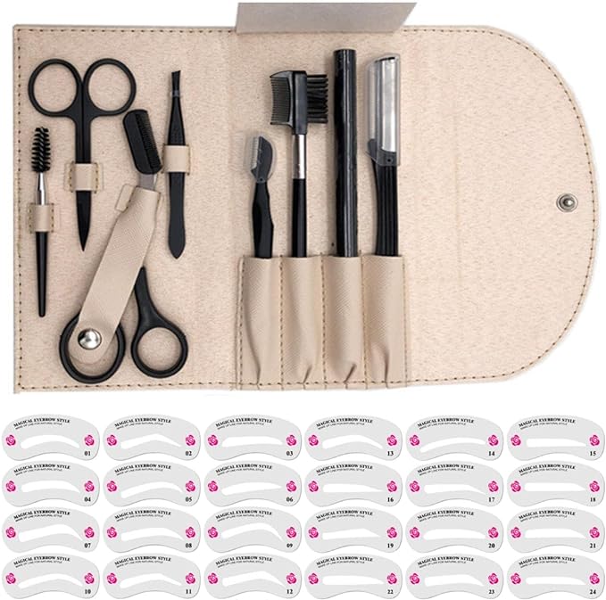 Eyebrow Template Scissors, Men's, Women's, Shaping, Comb, Shaving, Tweezers, Tweezers (Beige) -  Australia