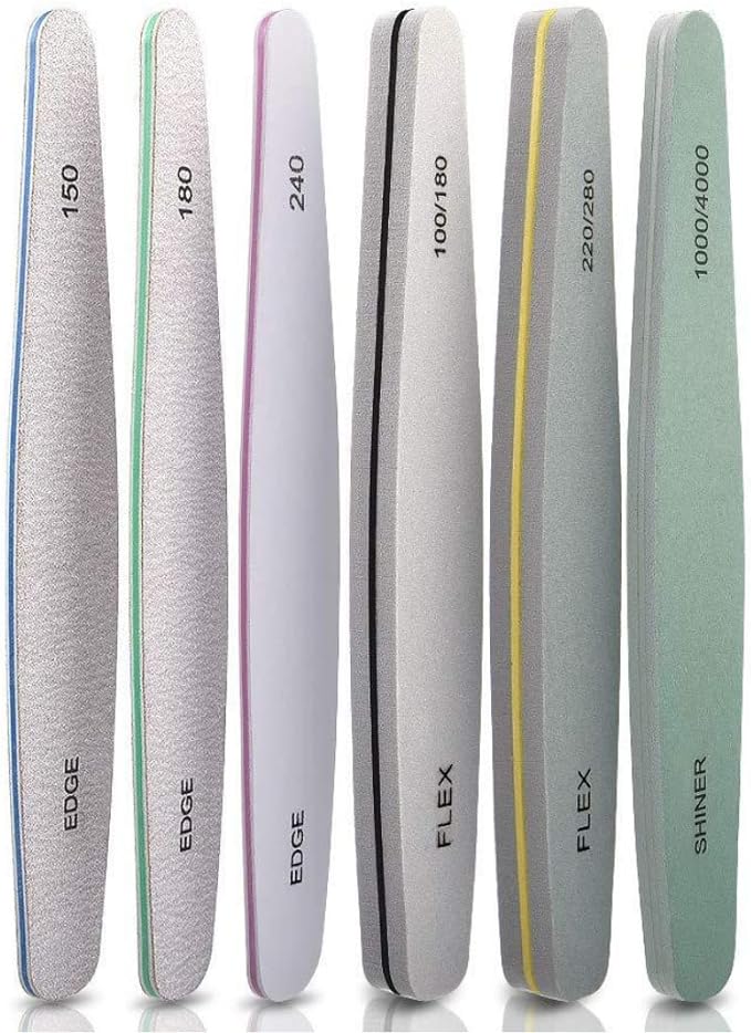 HappyHome Nail File, Nail File, Set of 6, Nail Polish, Double-sided Zebra File, #150#180#240, Sponge Buffer, 100/180, 220/280, Shiner, 1000/4000 -  Australia