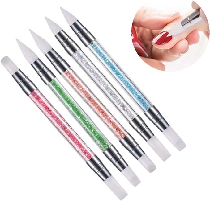 YFFSFDC Nail Brush Set, Nail Art Brush, Silicone Brush, Nail Brush, New Type, Drawing Brush, Both End Heads, Paint Brush, Tool, Nail Brush Set, Set of 5 - BeesActive Australia