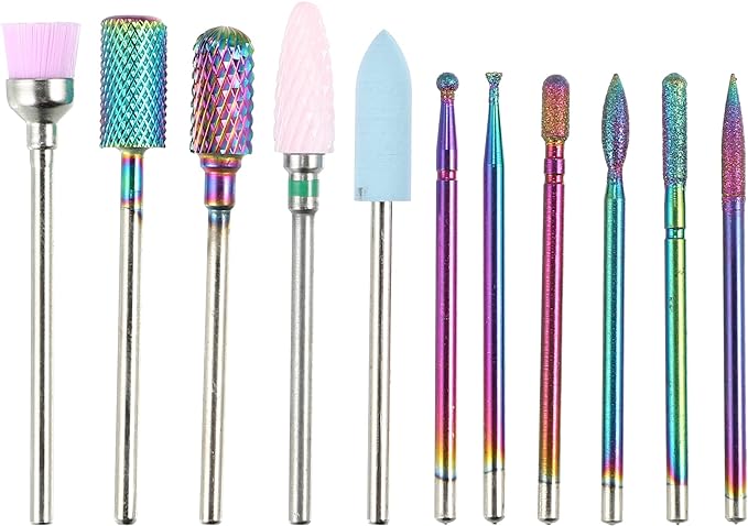 VOCOSTE Nail Drill Bit Set, Drill Bit Set, Gel Nail Cuticle Remover Drill Bit, Home Nail Care Supplies, 11 Pcs - BeesActive Australia