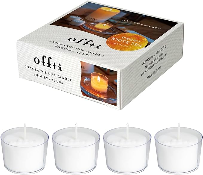offti Fragrance Cup Candles (White Tea Scent), Pack of 4 - BeesActive Australia